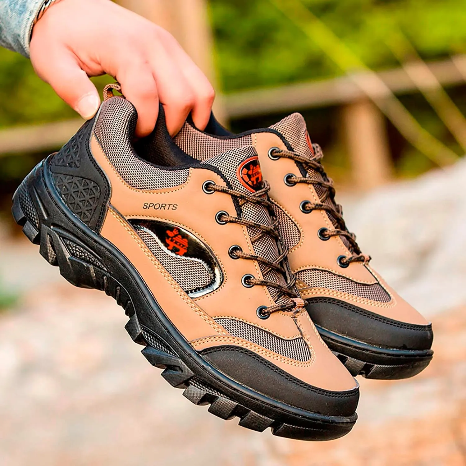 Mens Hiking Shoes Outdoor Walking Shoes Breathable Trekking Trails Shoes Low Top Sneakers Lightweight Walking Shoes