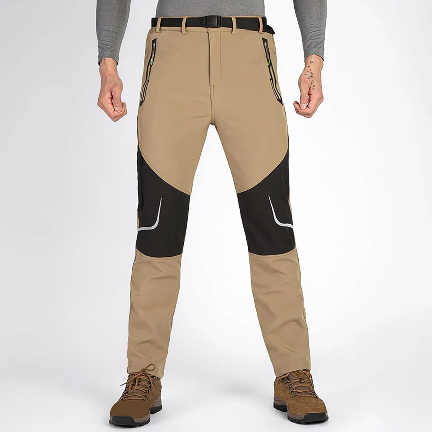 Men's Hiking Tactical Trousers Stretch Casual Travel Pants with Zip Pockets Sport Pants Quick Dry Windproof Sportswear