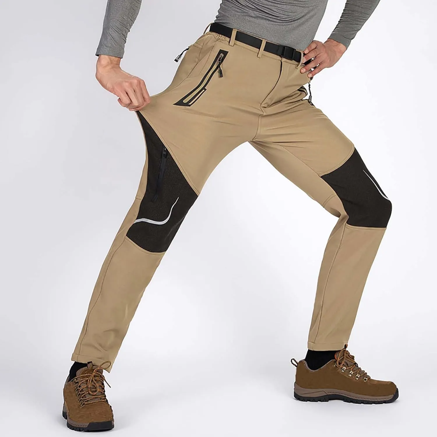 Men's Hiking Tactical Trousers Stretch Casual Travel Pants with Zip Pockets Sport Pants Quick Dry Windproof Sportswear