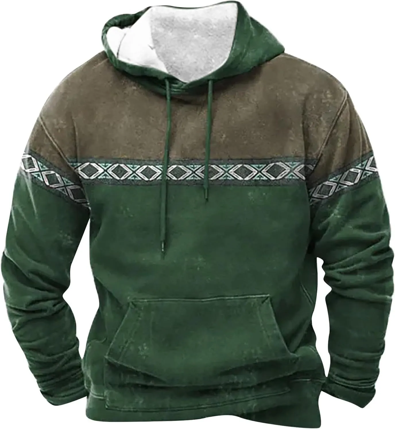 Mens Hoodies Pullover Vintage Long Sleeve Hoodie Half Zipper Hooded Sweatshirt Top Workwear Multi Pocket Men Hoodie