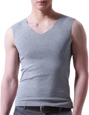 Mens Ice Silk Tank Tops V Neck Sleeveless Solid Traceless Breathable Quick Dry Bodybuilding Undershirts Workout Sport Shirts