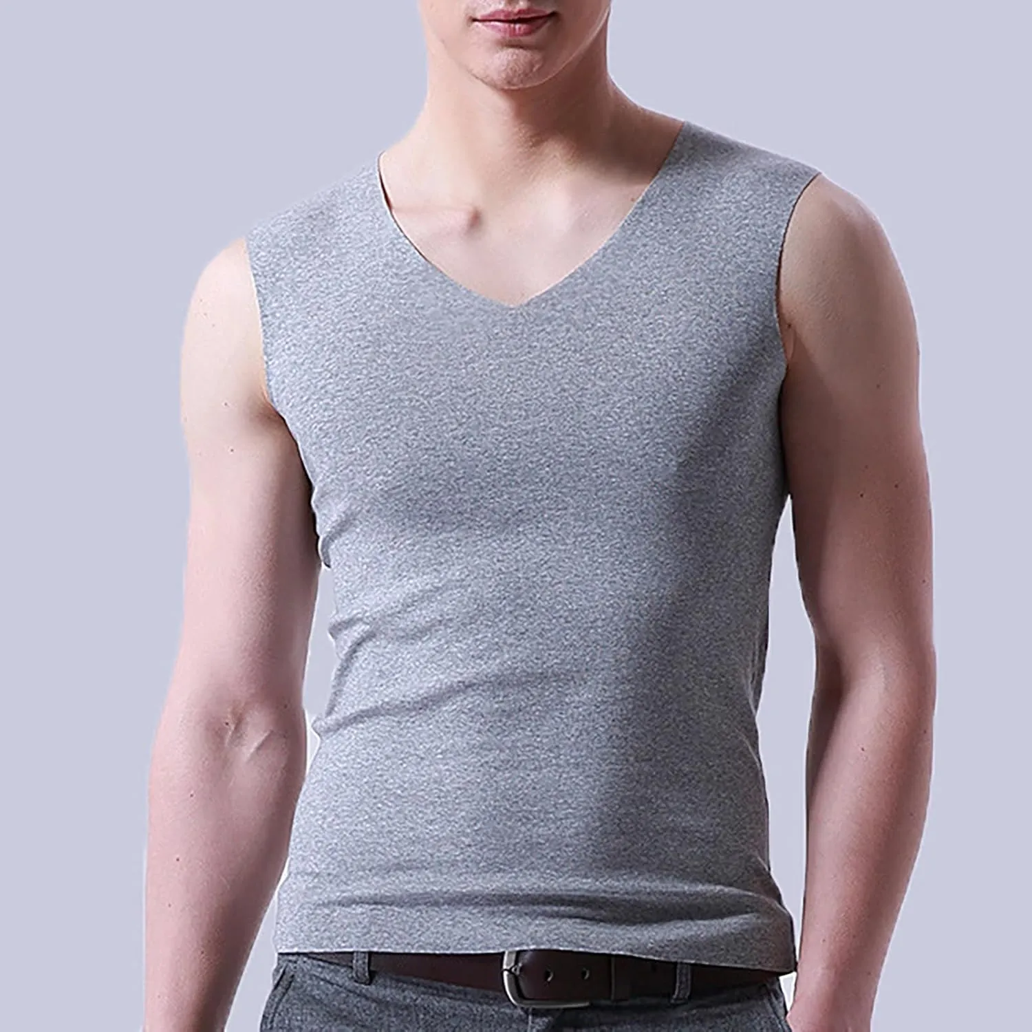 Mens Ice Silk Tank Tops V Neck Sleeveless Solid Traceless Breathable Quick Dry Bodybuilding Undershirts Workout Sport Shirts