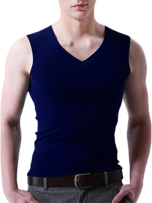 Mens Ice Silk Tank Tops V Neck Sleeveless Solid Traceless Breathable Quick Dry Bodybuilding Undershirts Workout Sport Shirts