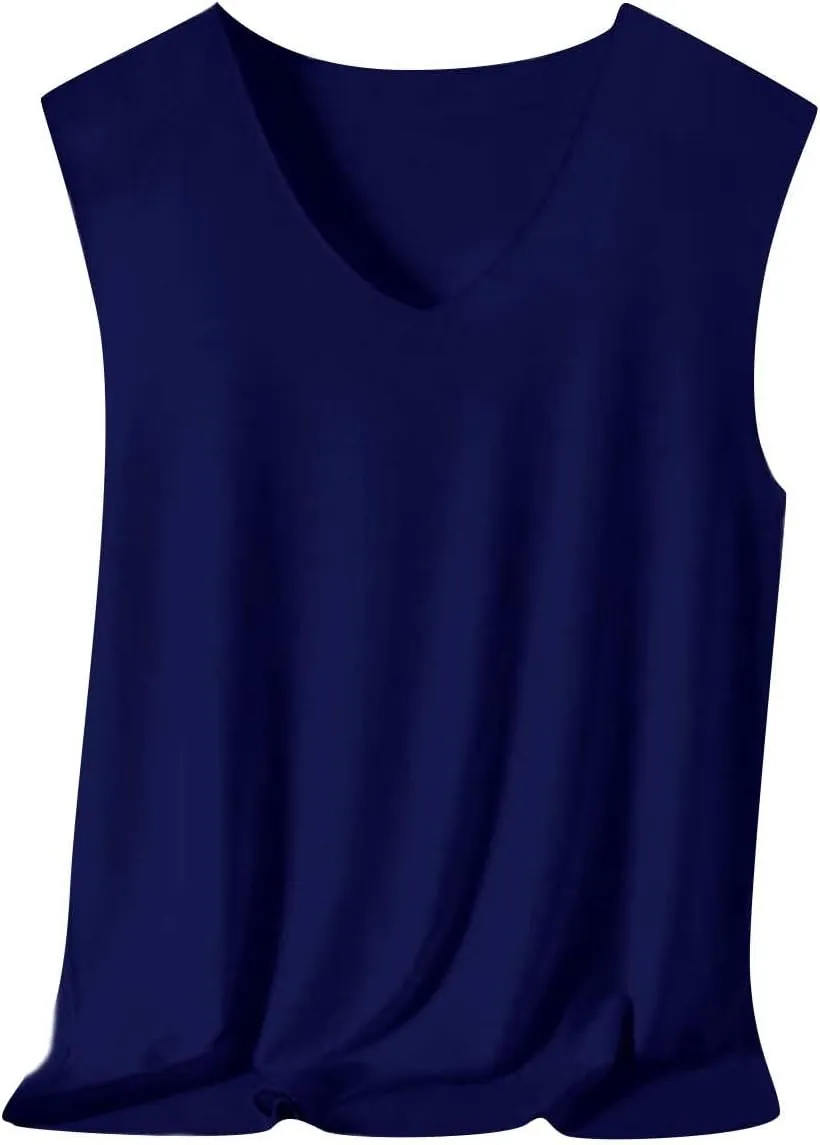 Mens Ice Silk Tank Tops V Neck Sleeveless Solid Traceless Breathable Quick Dry Bodybuilding Undershirts Workout Sport Shirts