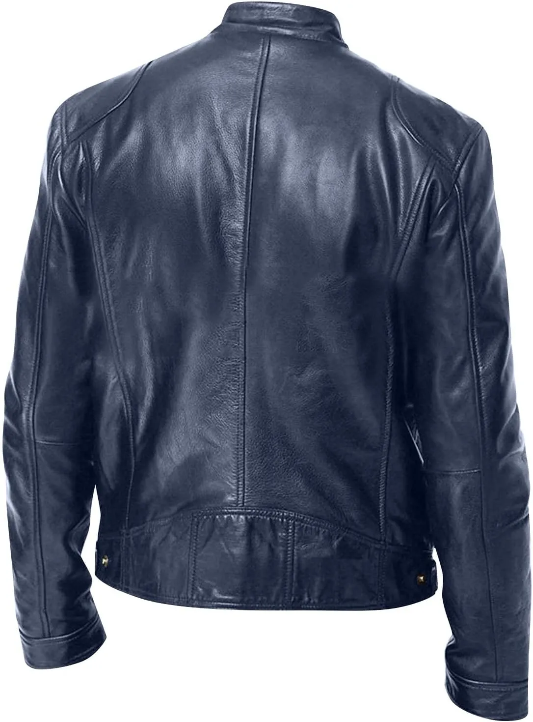 Mens Leather Jacket Fashion Men Autumn Winter Warm Casual Leather Zipper Long Sleeve Jacket Coat