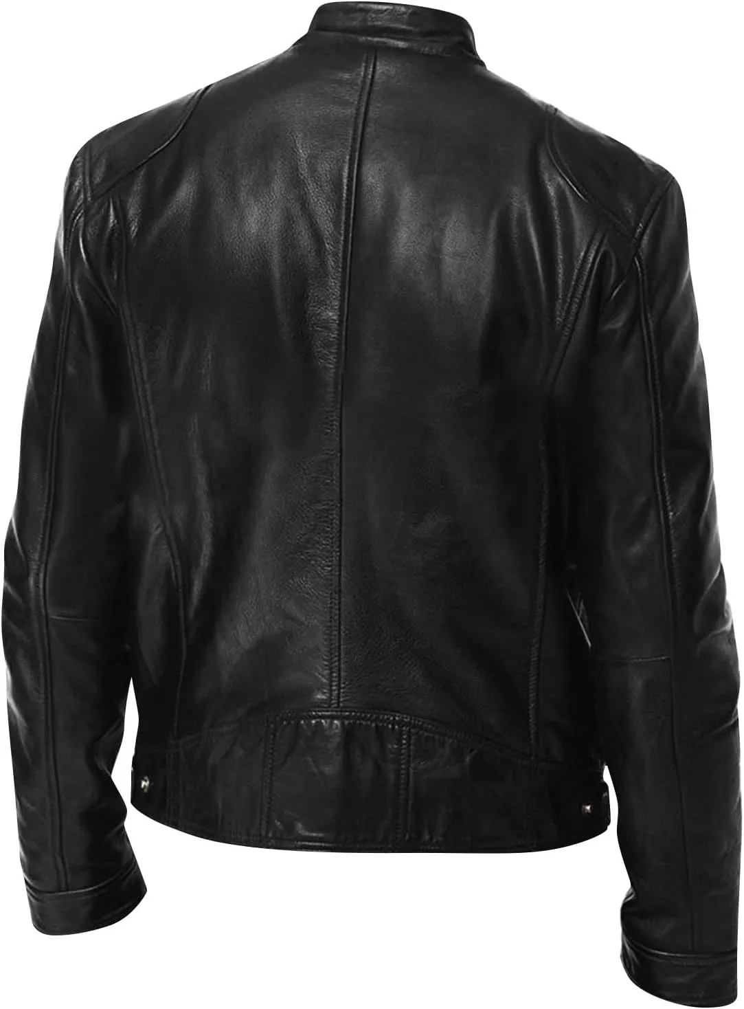 Mens Leather Jacket Fashion Men Autumn Winter Warm Casual Leather Zipper Long Sleeve Jacket Coat