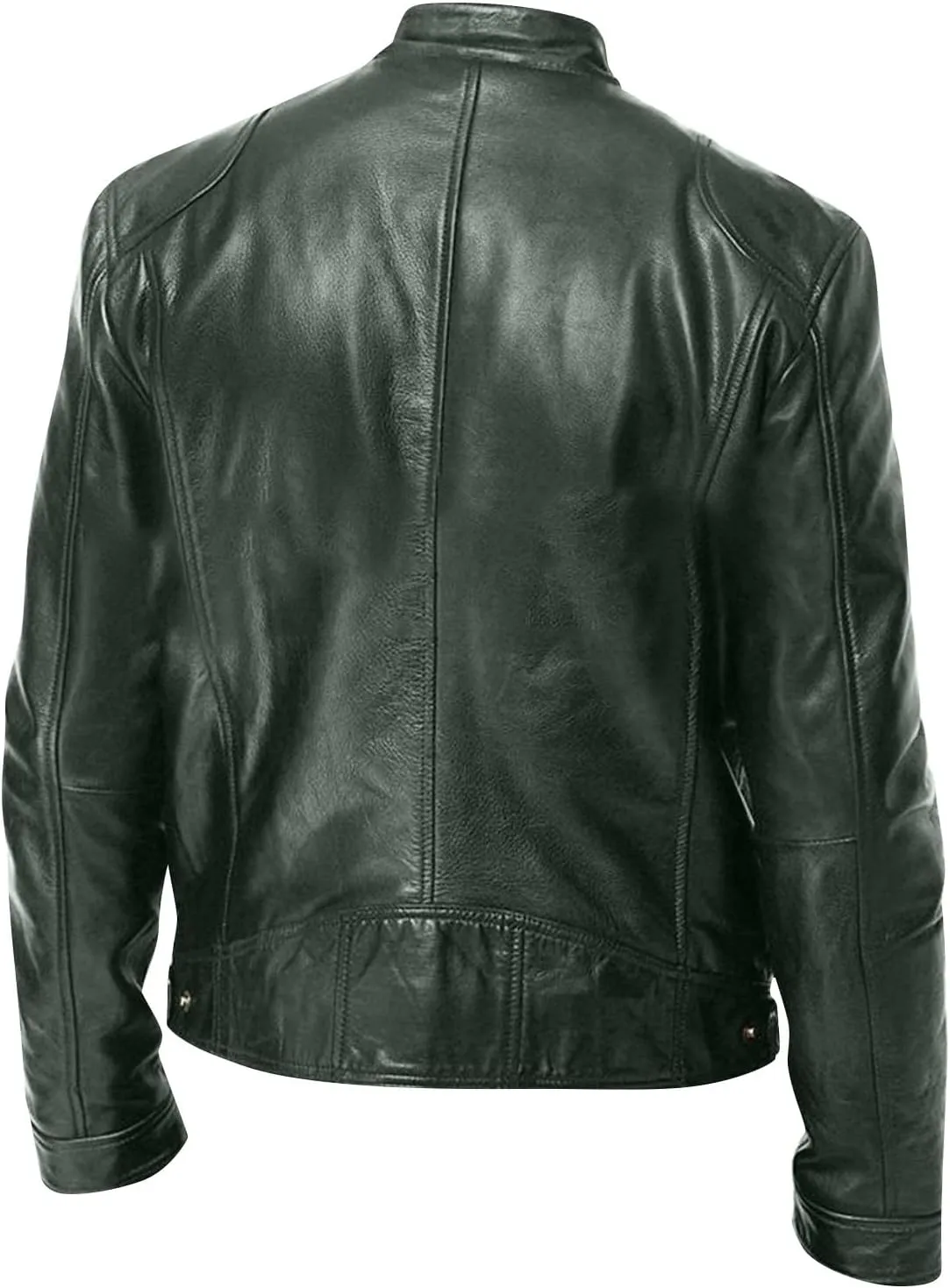 Mens Leather Jacket Fashion Men Autumn Winter Warm Casual Leather Zipper Long Sleeve Jacket Coat