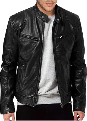 Mens Leather Jacket Fashion Men Autumn Winter Warm Casual Leather Zipper Long Sleeve Jacket Coat