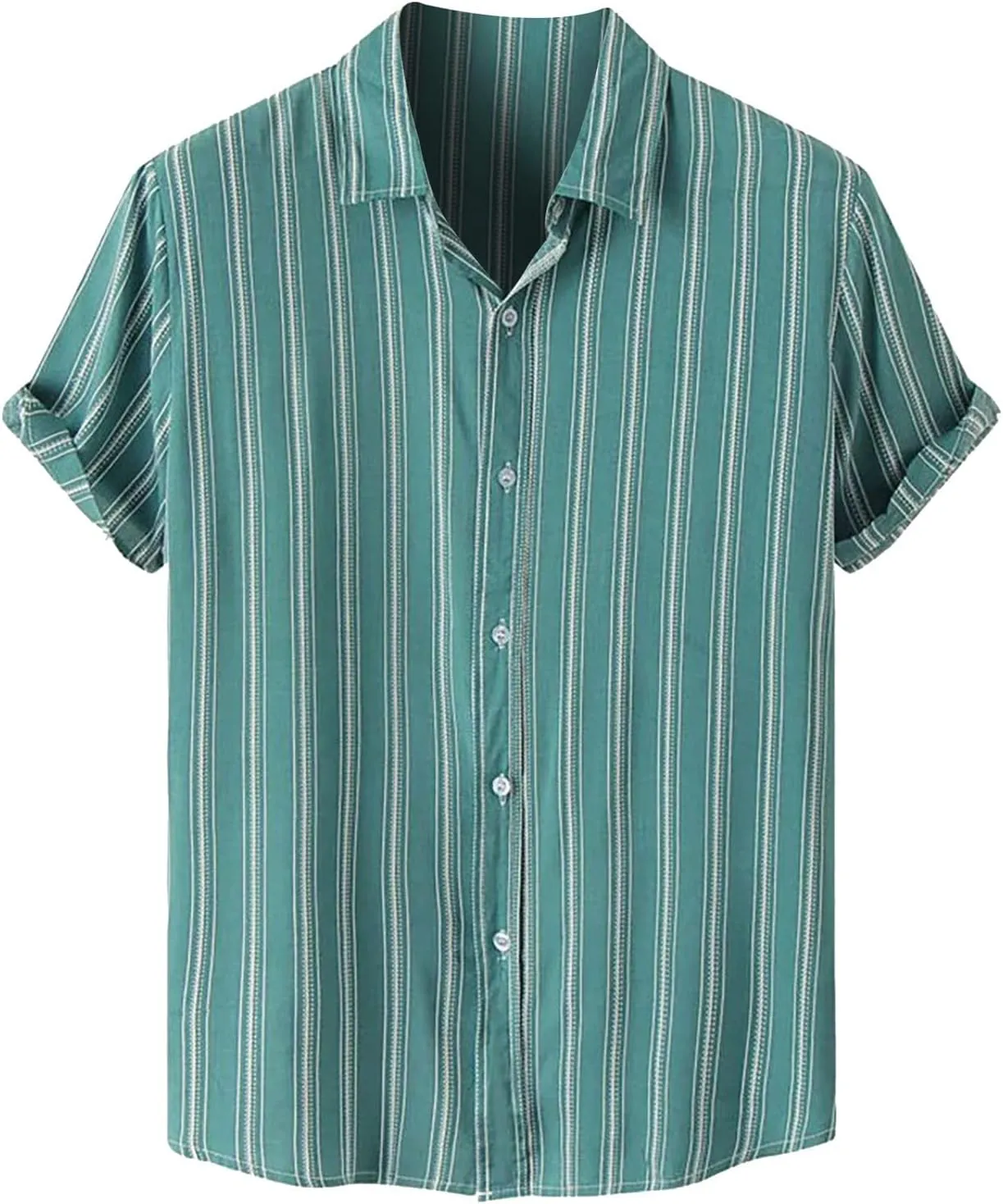 Men's Linen Shirts Stripe Short Sleeve Button Down Shirts Casual Relaxed Fit Hawaii Shirts 2025 Summer Beach Shirts