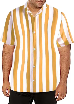 Men's Linen Shirts Stripe Short Sleeve Button Down Shirts Casual Relaxed Fit Hawaii Shirts 2025 Summer Beach Shirts