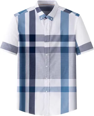 Mens Linen Shirts Stripe Short Sleeve Button Down Shirts Casual Relaxed Fit Shirts 2025 Summer Beach Shirts Trendy