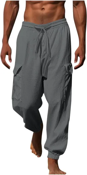 Men's Multi-Pocket Cargo Pants Fashion Work Trousers Men's Slim Chino Pants Men's Casual Cargo Pants Military Jogging