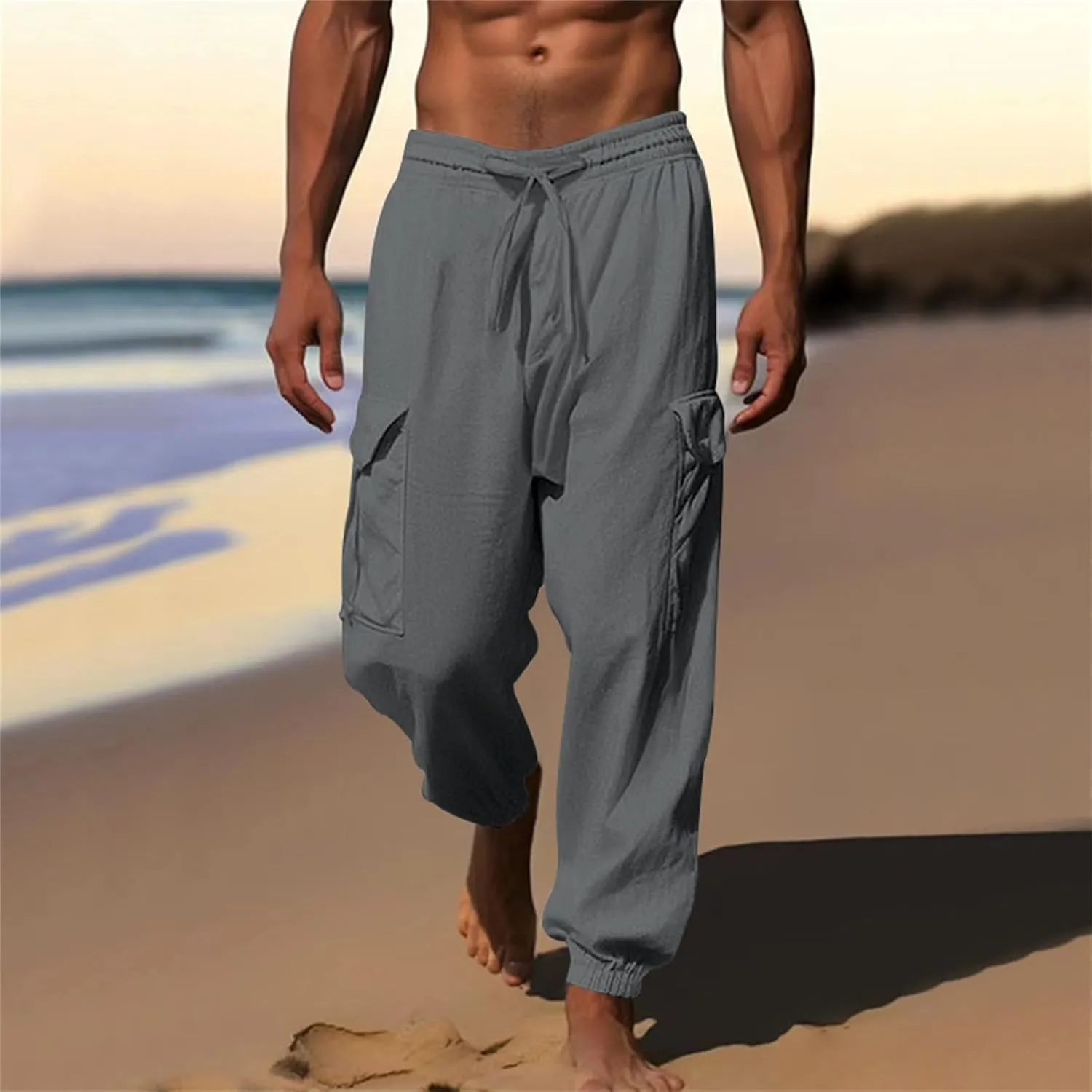 Men's Multi-Pocket Cargo Pants Fashion Work Trousers Men's Slim Chino Pants Men's Casual Cargo Pants Military Jogging