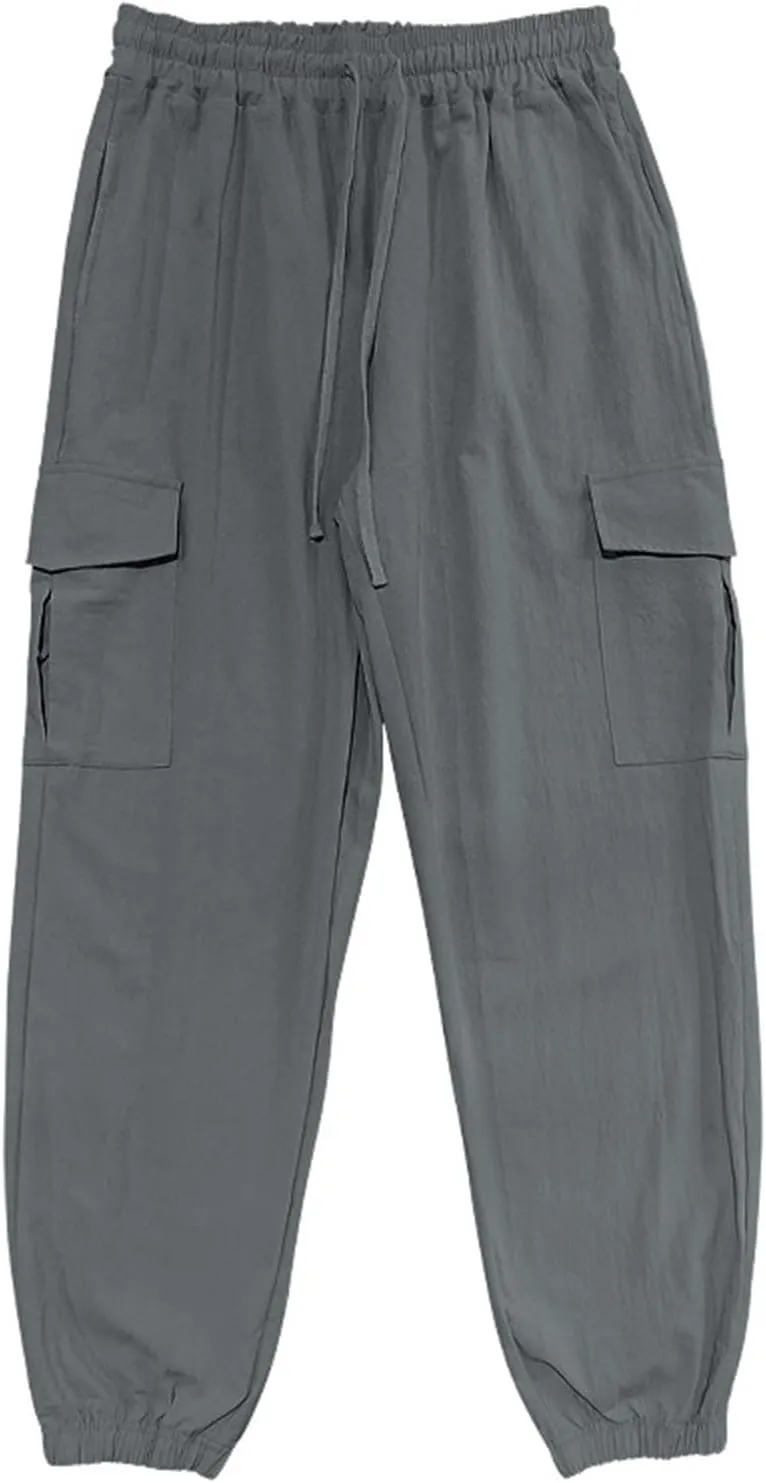 Men's Multi-Pocket Cargo Pants Fashion Work Trousers Men's Slim Chino Pants Men's Casual Cargo Pants Military Jogging