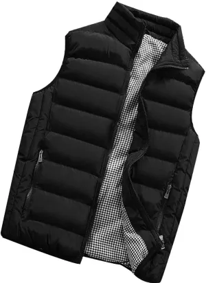 Men's Padded Cotton Puffer Vest Winter Sleeveless Jacket Coat Thick Warm Quilted Outerwear Oversized Vest Puffer