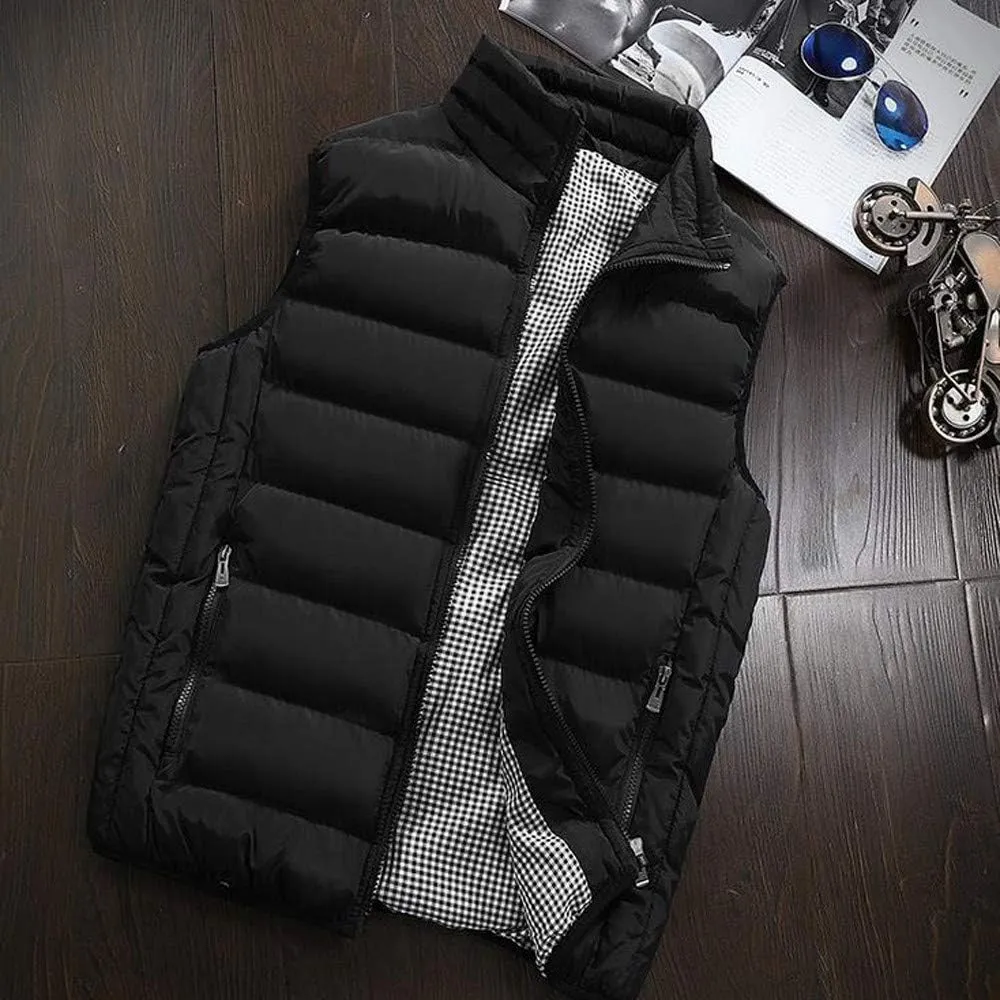 Men's Padded Cotton Puffer Vest Winter Sleeveless Jacket Coat Thick Warm Quilted Outerwear Oversized Vest Puffer