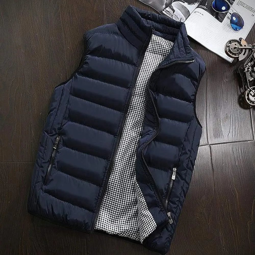 Men's Padded Cotton Puffer Vest Winter Sleeveless Jacket Coat Thick Warm Quilted Outerwear Oversized Vest Puffer