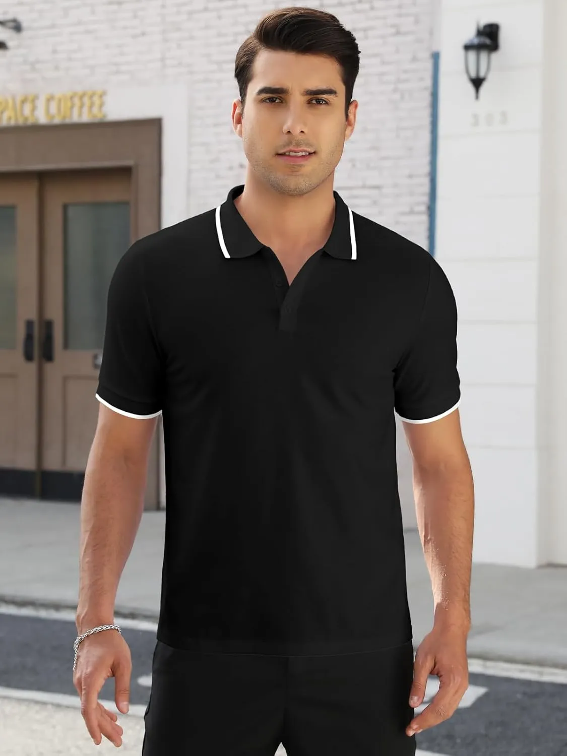 Mens Plain Henley Shirts Short Sleeve Casual Button T Shirts Basic Tee Shirts Summer T-Shirts
