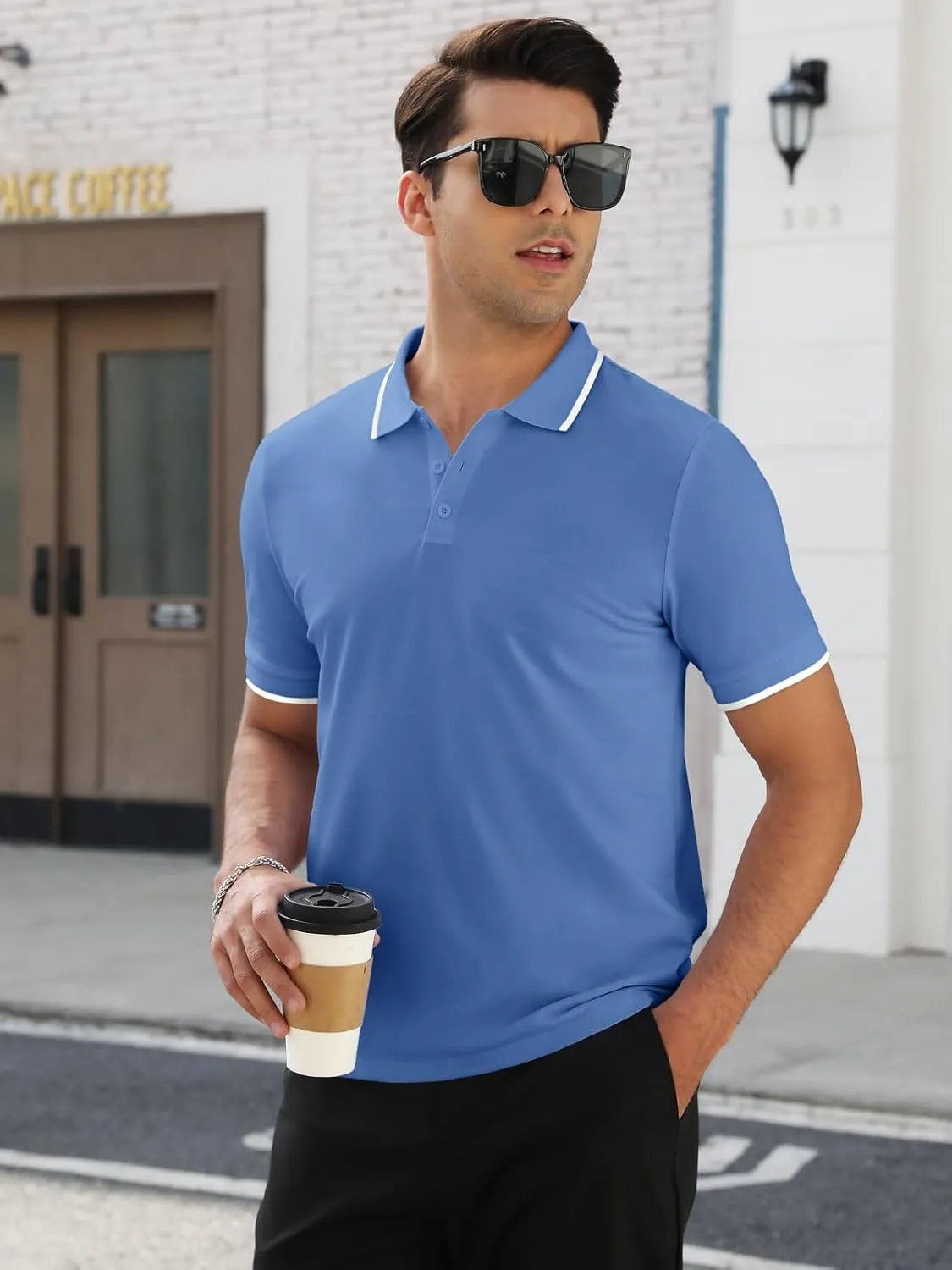 Mens Plain Henley Shirts Short Sleeve Casual Button T Shirts Basic Tee Shirts Summer T-Shirts