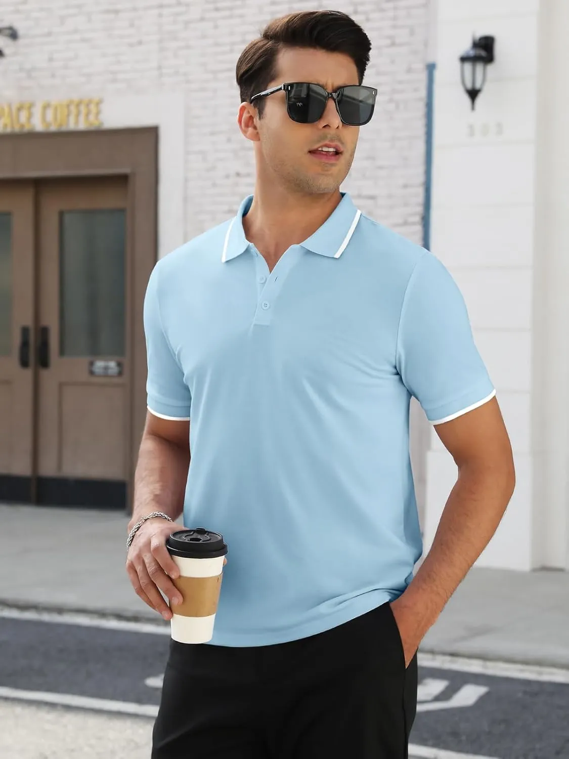 Mens Plain Henley Shirts Short Sleeve Casual Button T Shirts Basic Tee Shirts Summer T-Shirts