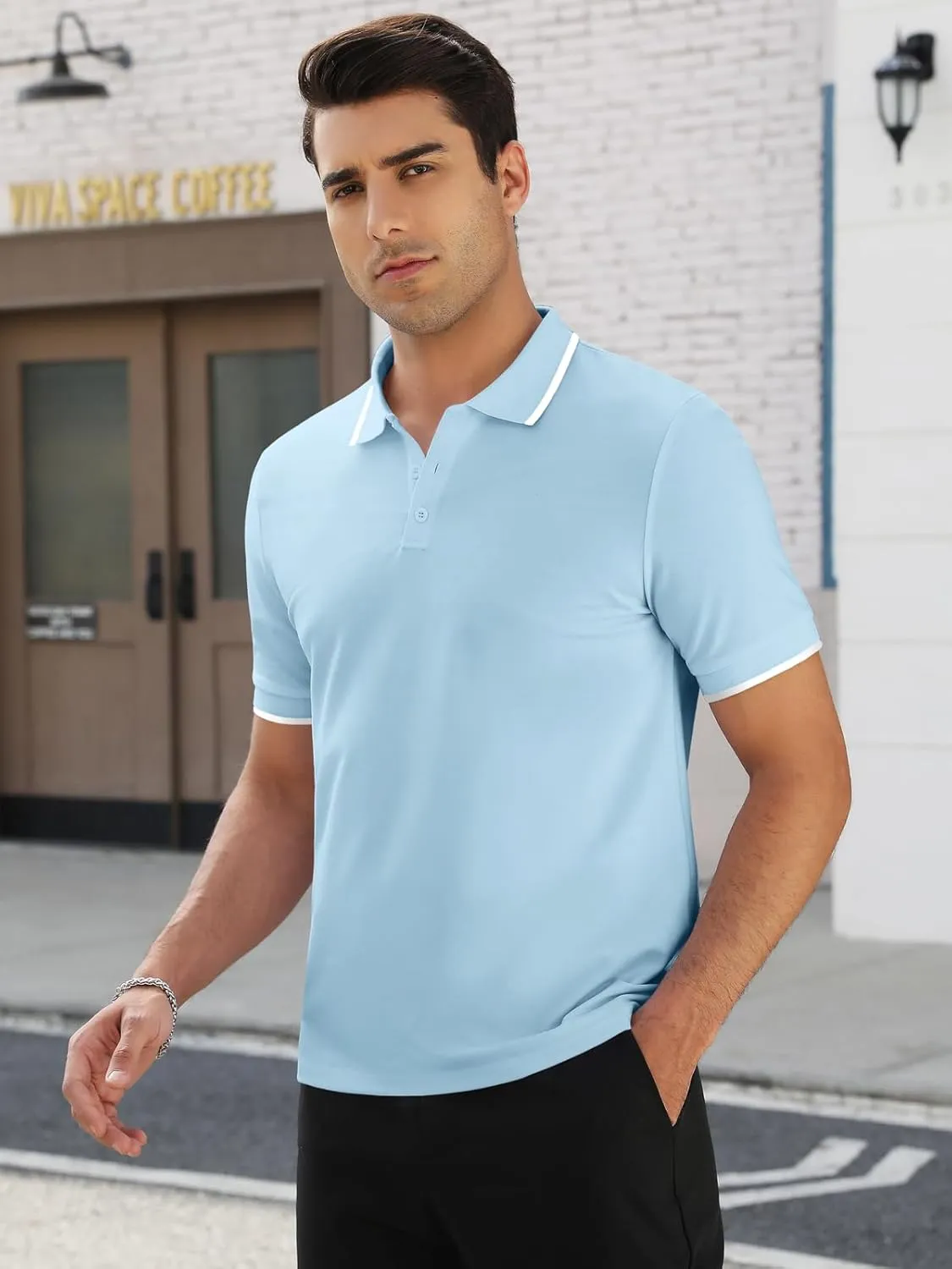 Mens Plain Henley Shirts Short Sleeve Casual Button T Shirts Basic Tee Shirts Summer T-Shirts