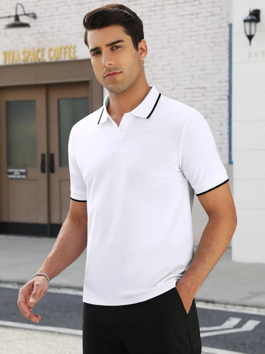 Mens Plain Henley Shirts Short Sleeve Casual Button T Shirts Basic Tee Shirts Summer T-Shirts