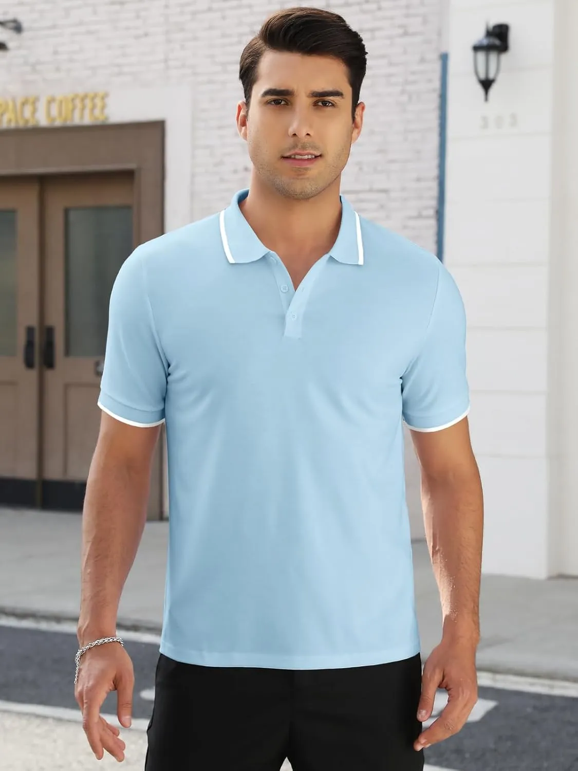 Mens Plain Henley Shirts Short Sleeve Casual Button T Shirts Basic Tee Shirts Summer T-Shirts