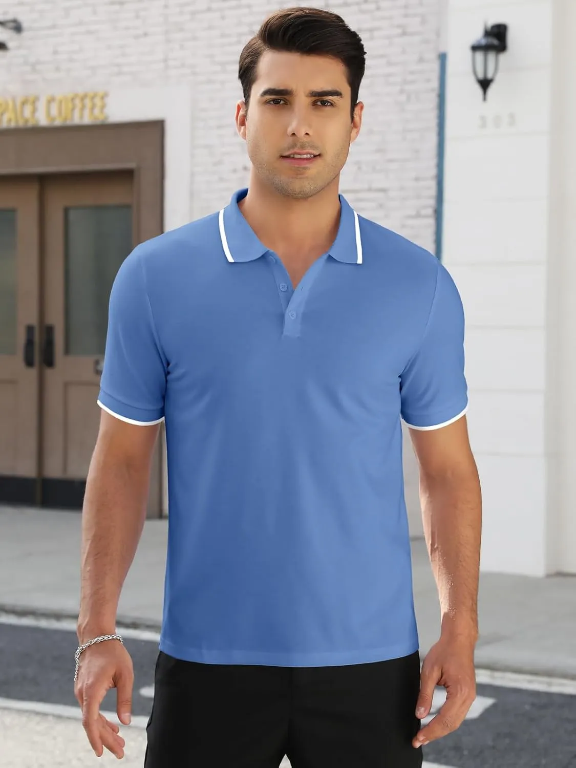 Mens Plain Henley Shirts Short Sleeve Casual Button T Shirts Basic Tee Shirts Summer T-Shirts