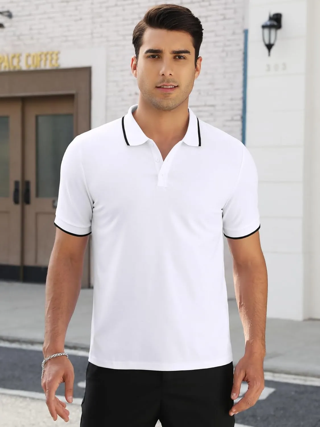 Mens Plain Henley Shirts Short Sleeve Casual Button T Shirts Basic Tee Shirts Summer T-Shirts