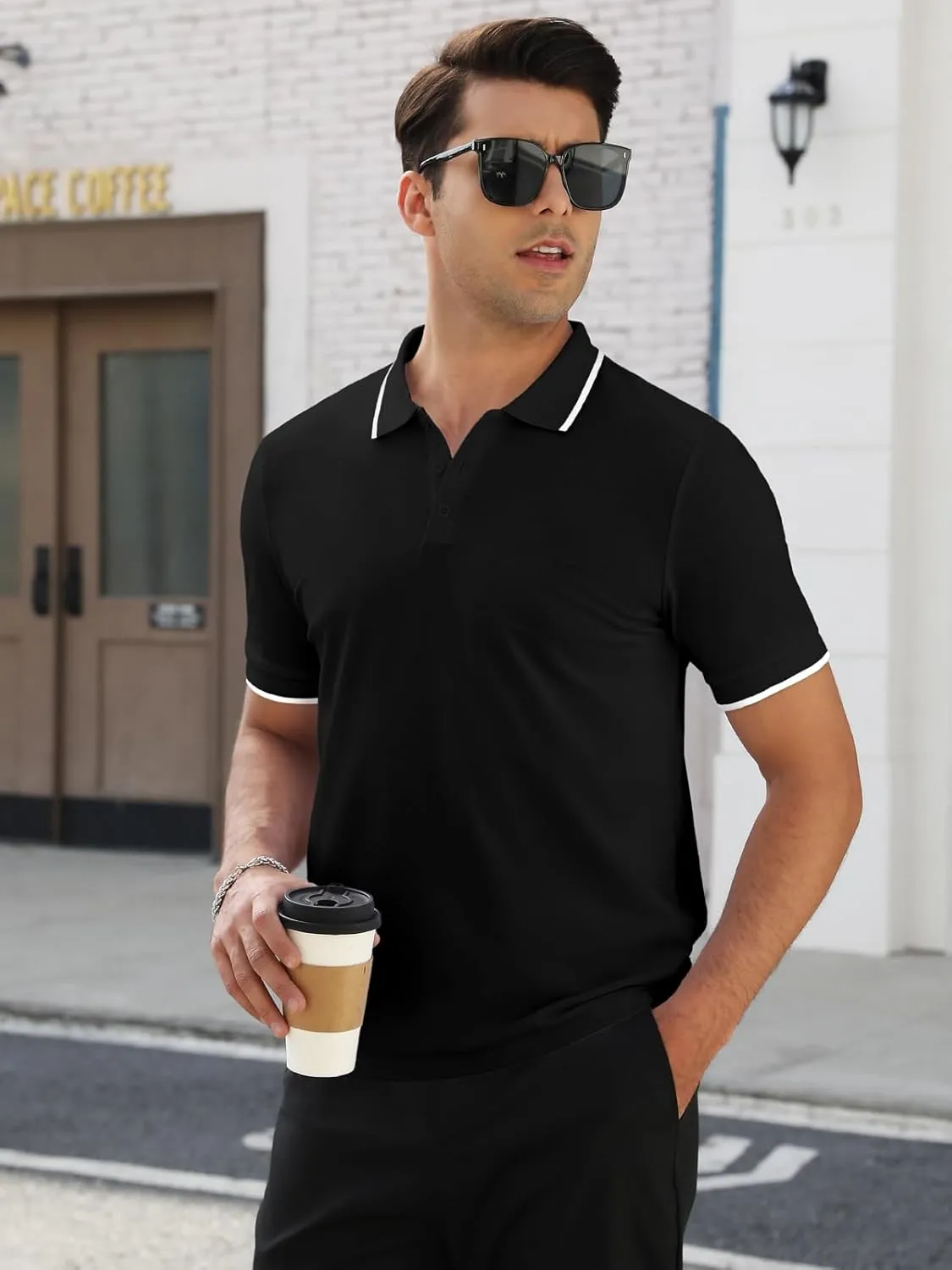Mens Plain Henley Shirts Short Sleeve Casual Button T Shirts Basic Tee Shirts Summer T-Shirts