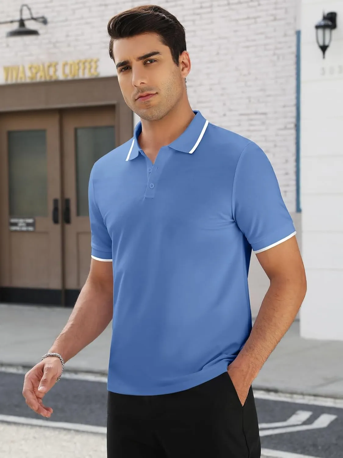 Mens Plain Henley Shirts Short Sleeve Casual Button T Shirts Basic Tee Shirts Summer T-Shirts