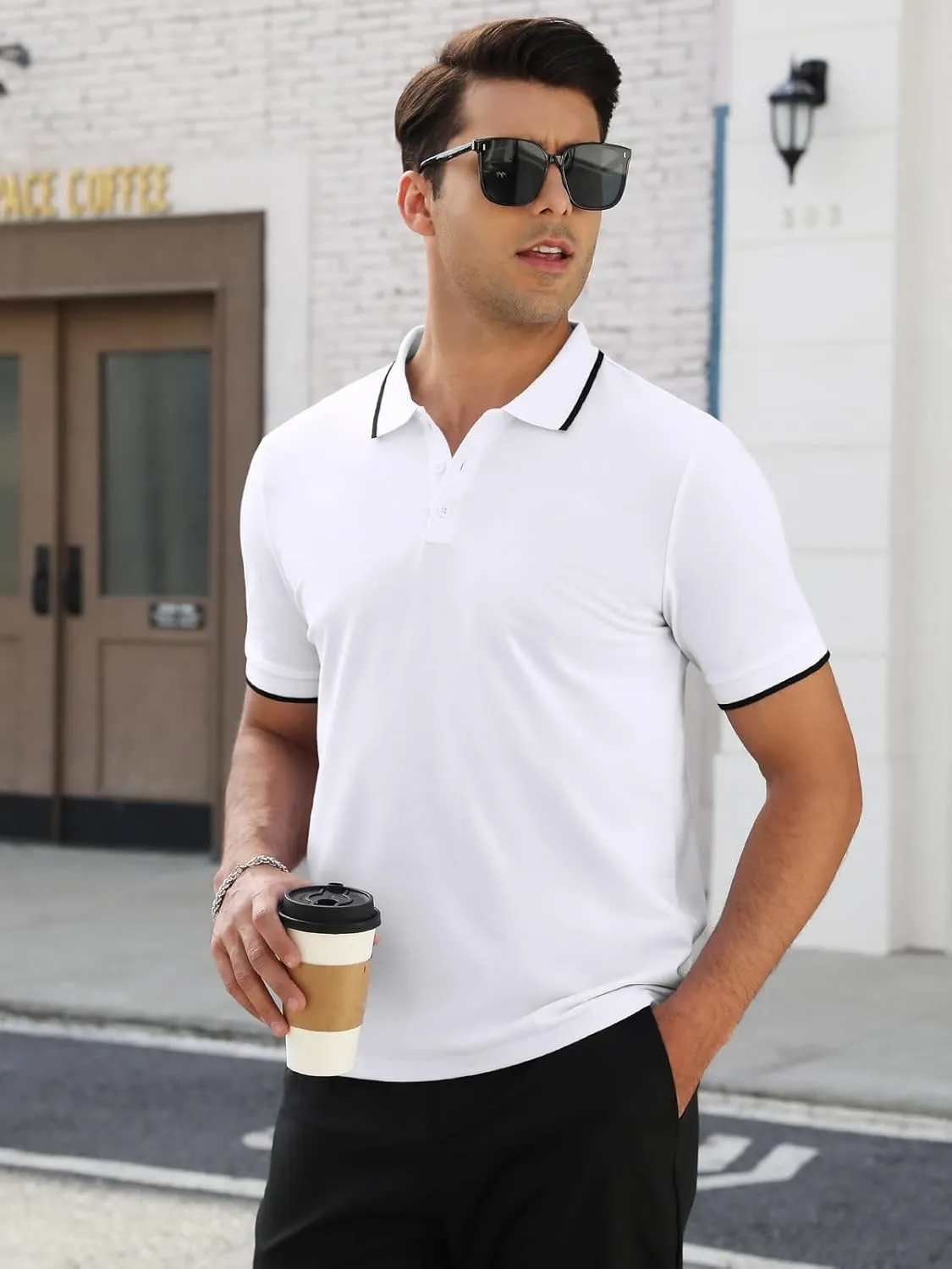 Mens Plain Henley Shirts Short Sleeve Casual Button T Shirts Basic Tee Shirts Summer T-Shirts