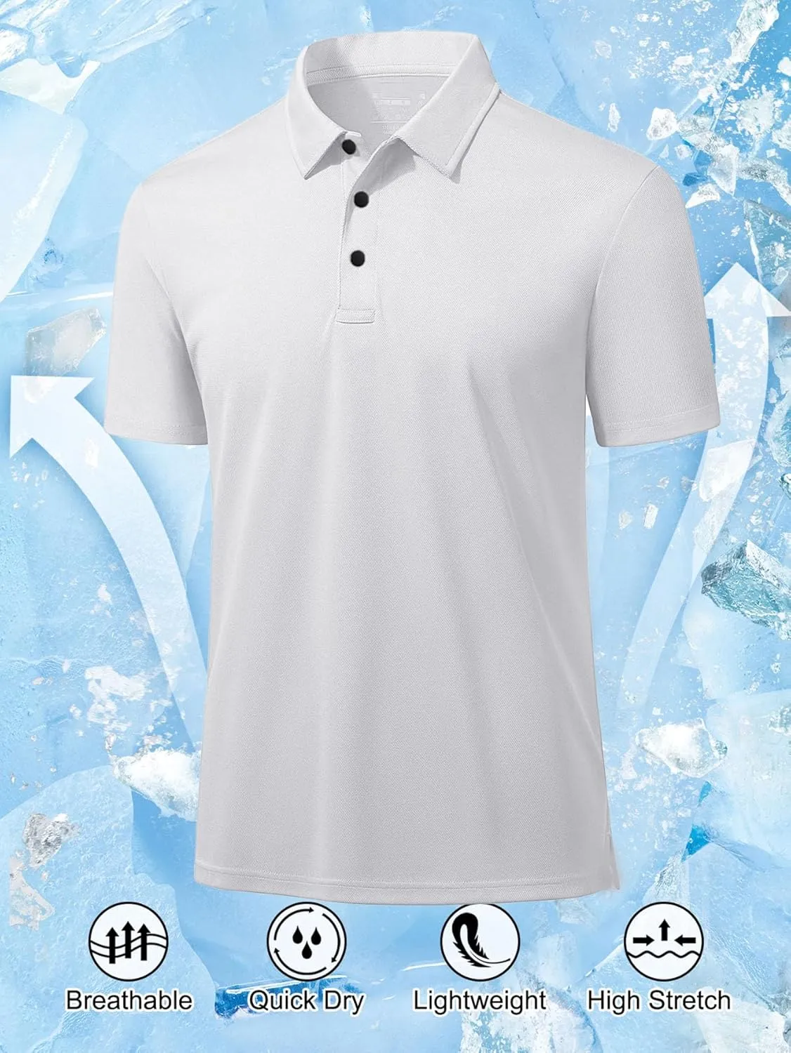Men's Polo Shirts Short Sleeve Golf Shirts Slim Fit Muscle Quick Dry Casual Dry Fit T Shirts