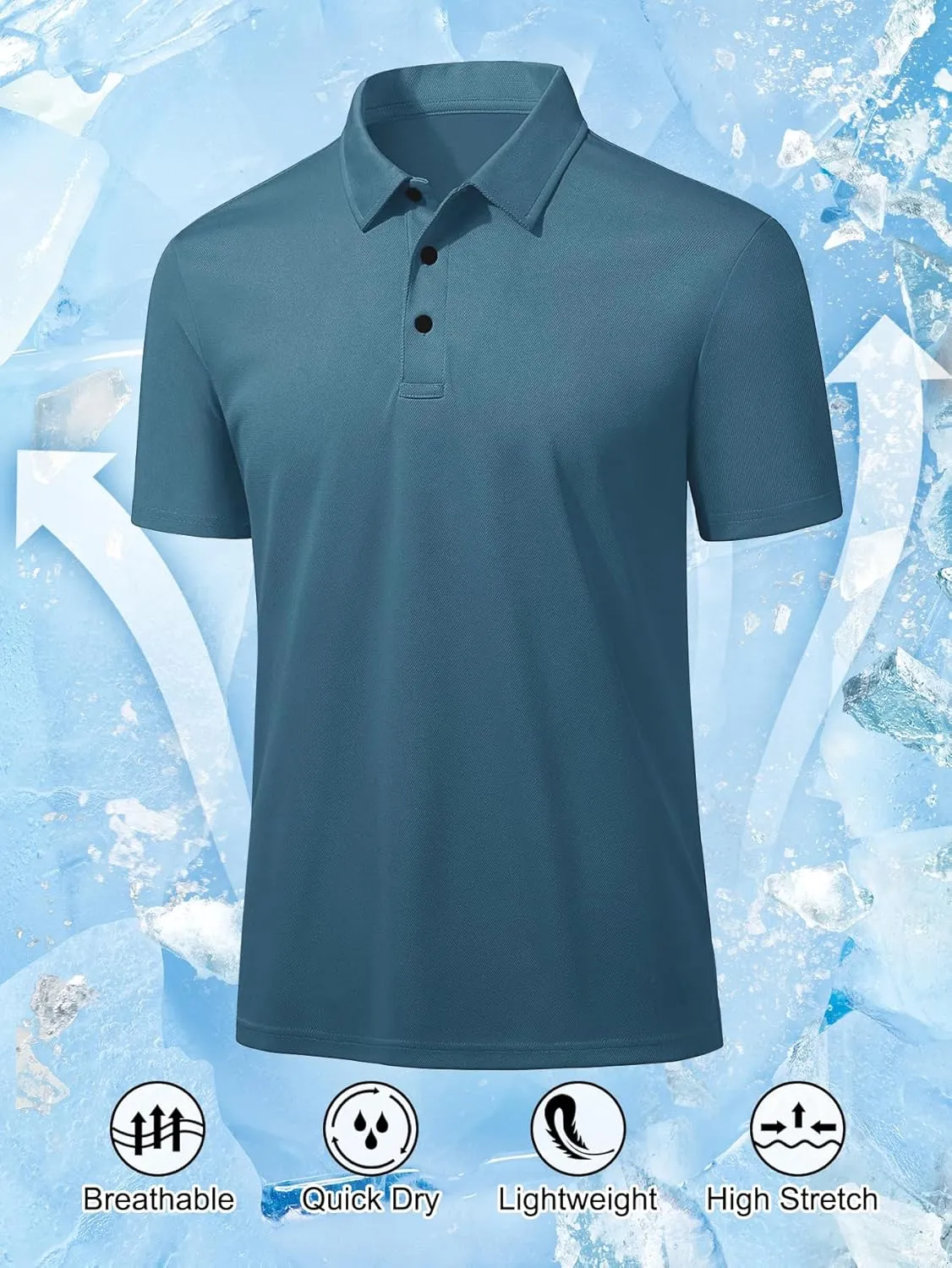 Men's Polo Shirts Short Sleeve Golf Shirts Slim Fit Muscle Quick Dry Casual Dry Fit T Shirts