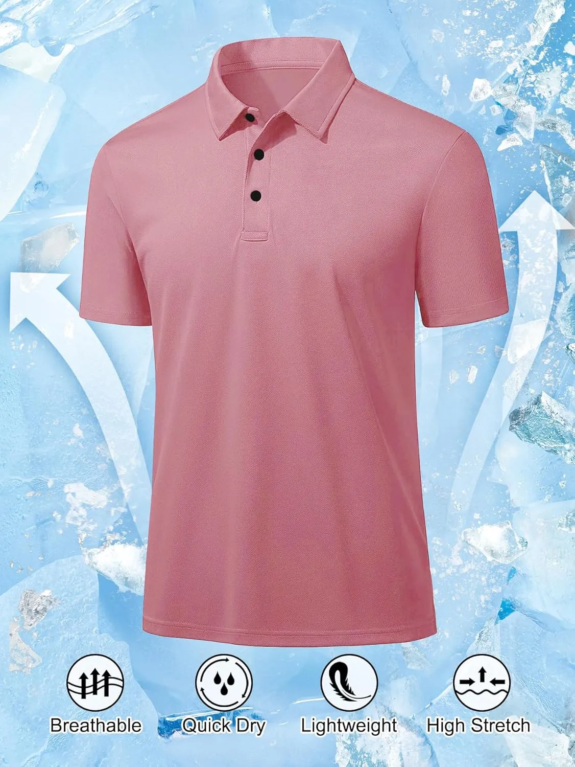 Men's Polo Shirts Short Sleeve Golf Shirts Slim Fit Muscle Quick Dry Casual Dry Fit T Shirts