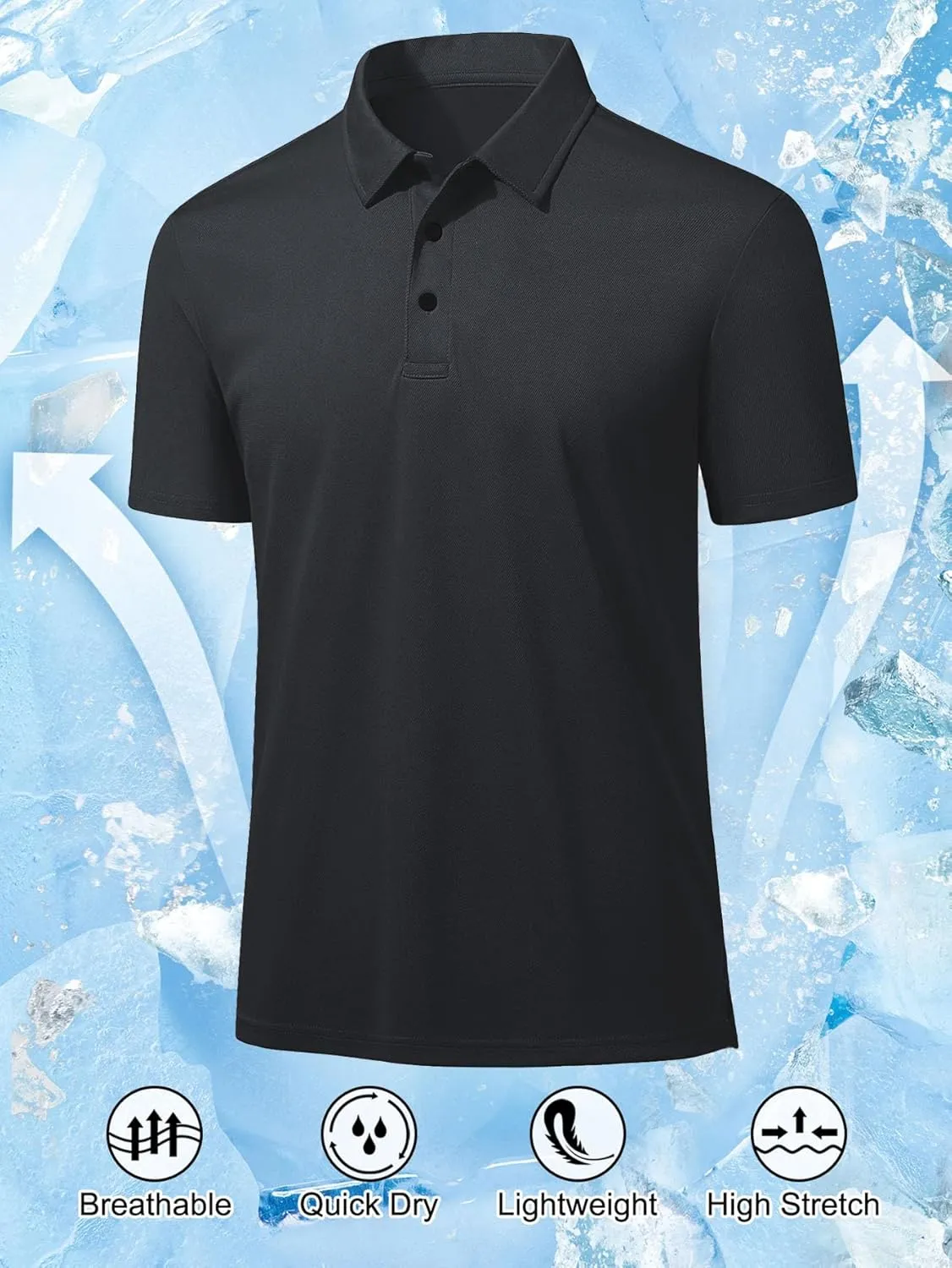 Men's Polo Shirts Short Sleeve Golf Shirts Slim Fit Muscle Quick Dry Casual Dry Fit T Shirts