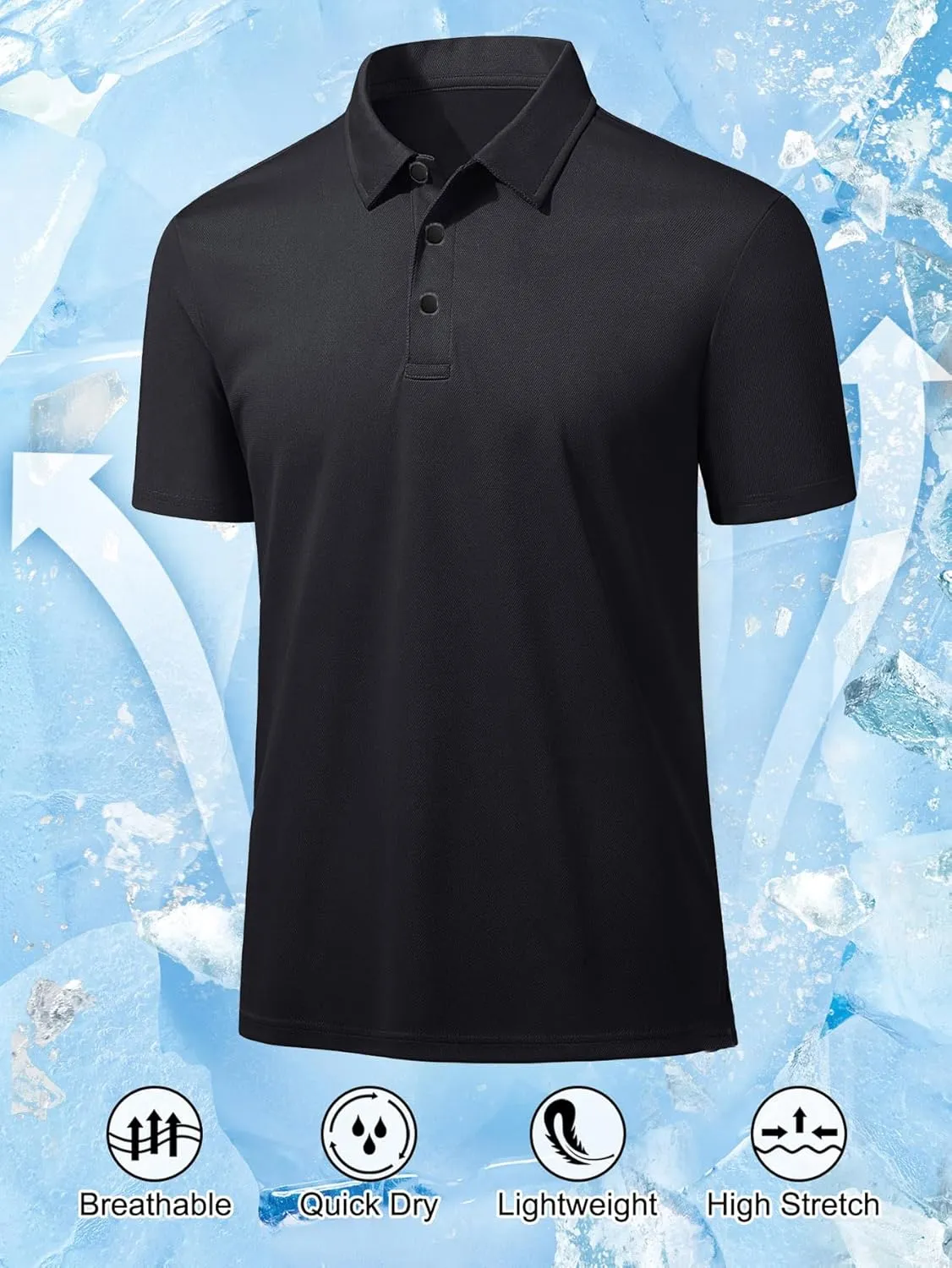 Men's Polo Shirts Short Sleeve Golf Shirts Slim Fit Muscle Quick Dry Casual Dry Fit T Shirts