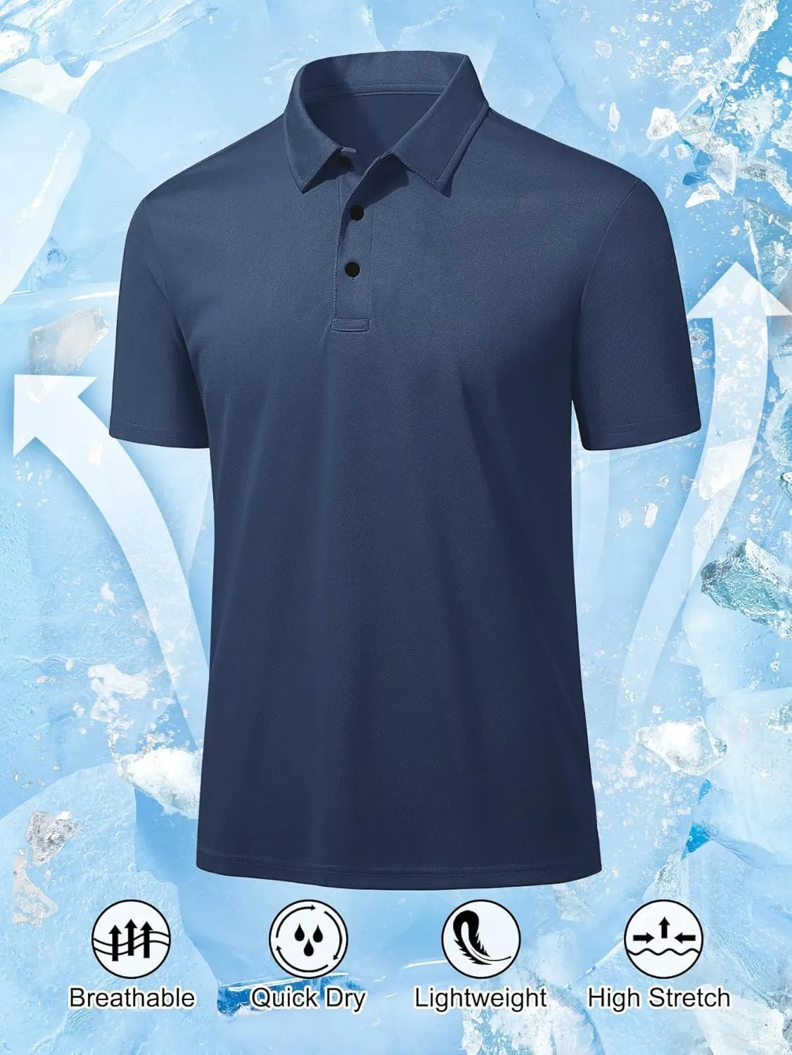 Men's Polo Shirts Short Sleeve Golf Shirts Slim Fit Muscle Quick Dry Casual Dry Fit T Shirts