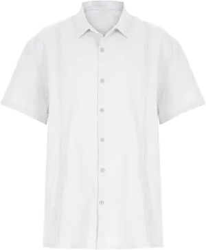 Men's Shirts Cotton Linen Casual Striped Shirts Short Sleeve Button Down Shirts Hawaiian Beach Summer Fashion Shirts