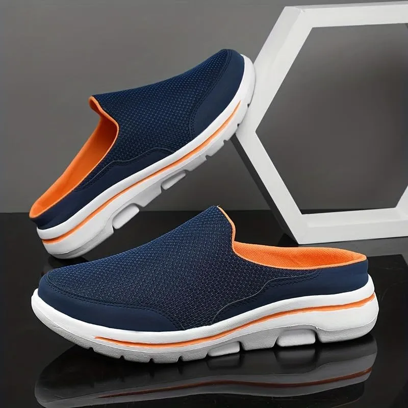 Men's Slip-on Mules Half Sneakers, Casual Walking Shoes Outdoor, Backless Sneakers, Open Back Shoes