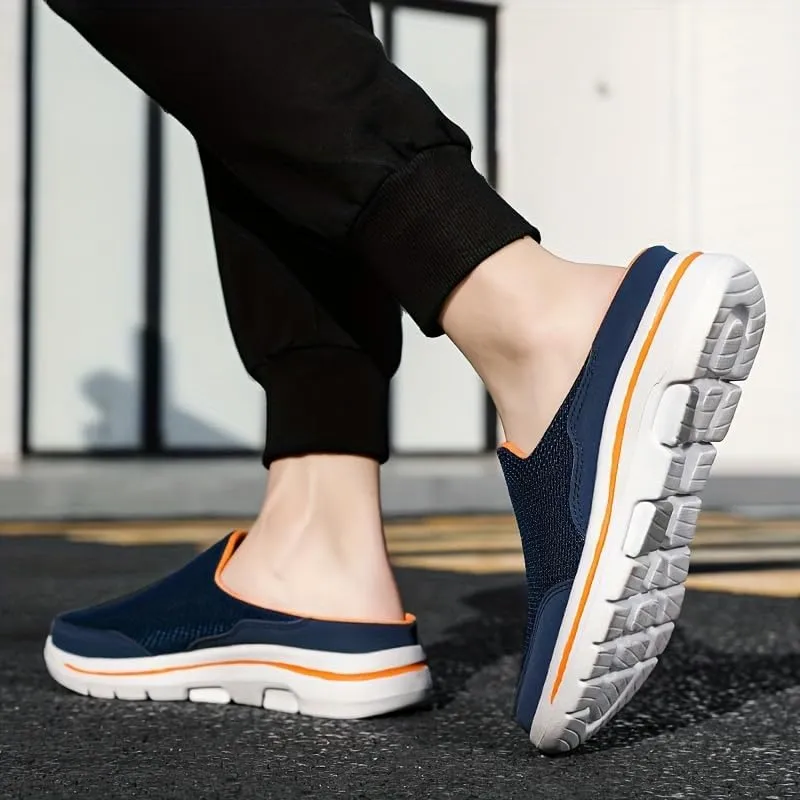 Men's Slip-on Mules Half Sneakers, Casual Walking Shoes Outdoor, Backless Sneakers, Open Back Shoes