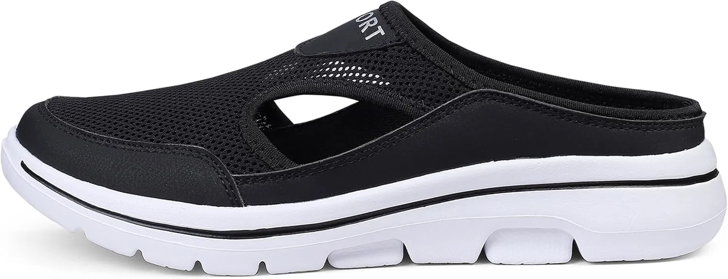 Men's Slip On Mules Womens Lightweight Open Back Shoes Comfort Walking Shoes Breathable Slippers Closed Toe Slides
