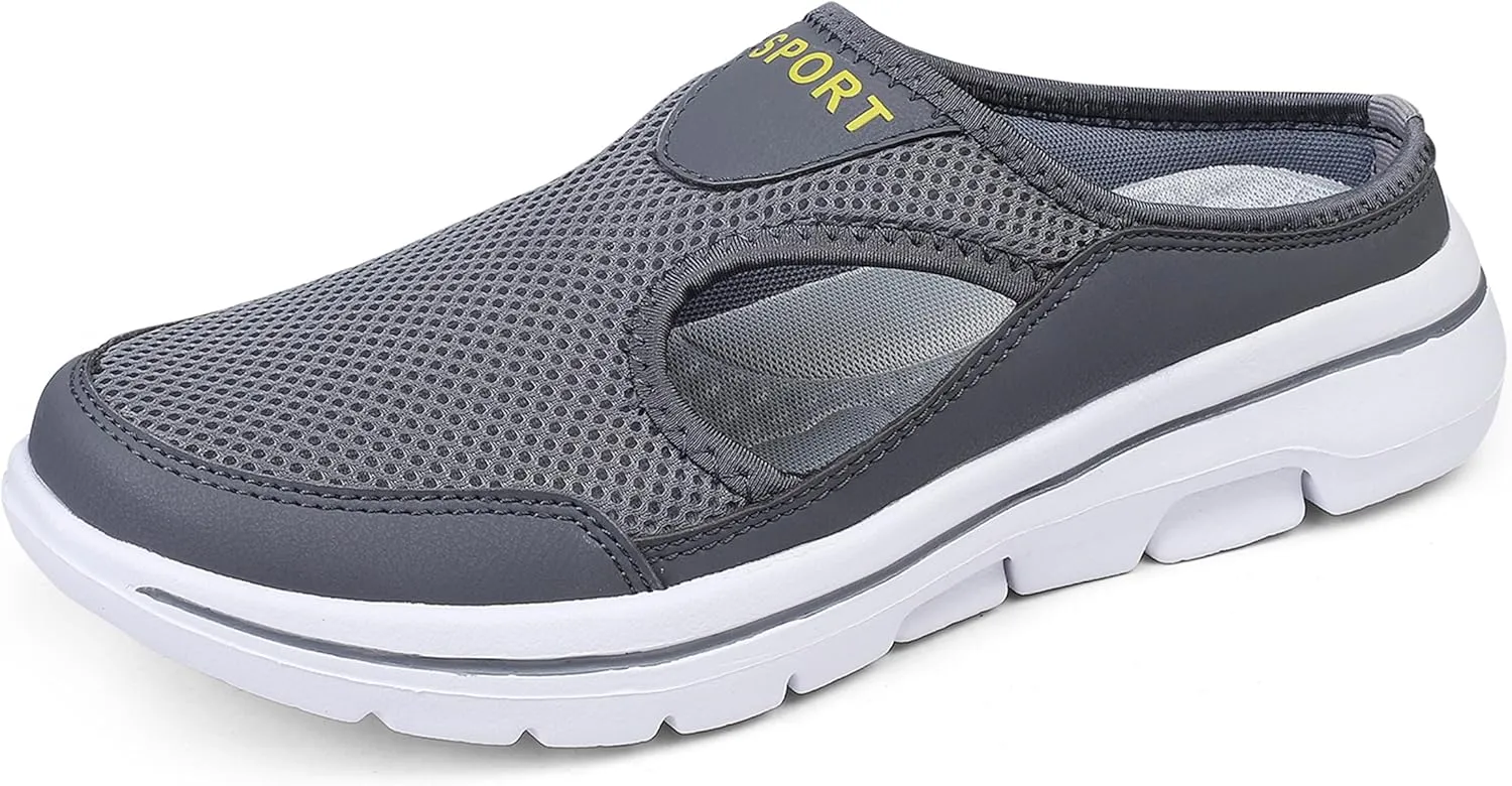 Men's Slip On Mules Womens Lightweight Open Back Shoes Comfort Walking Shoes Breathable Slippers Closed Toe Slides