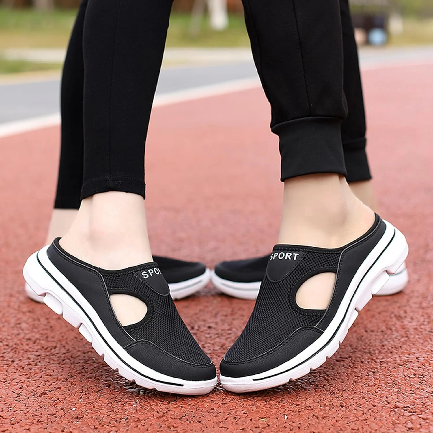 Men's Slip On Mules Womens Lightweight Open Back Shoes Comfort Walking Shoes Breathable Slippers Closed Toe Slides