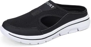 Men's Slip On Mules Womens Lightweight Open Back Shoes Comfort Walking Shoes Breathable Slippers Closed Toe Slides