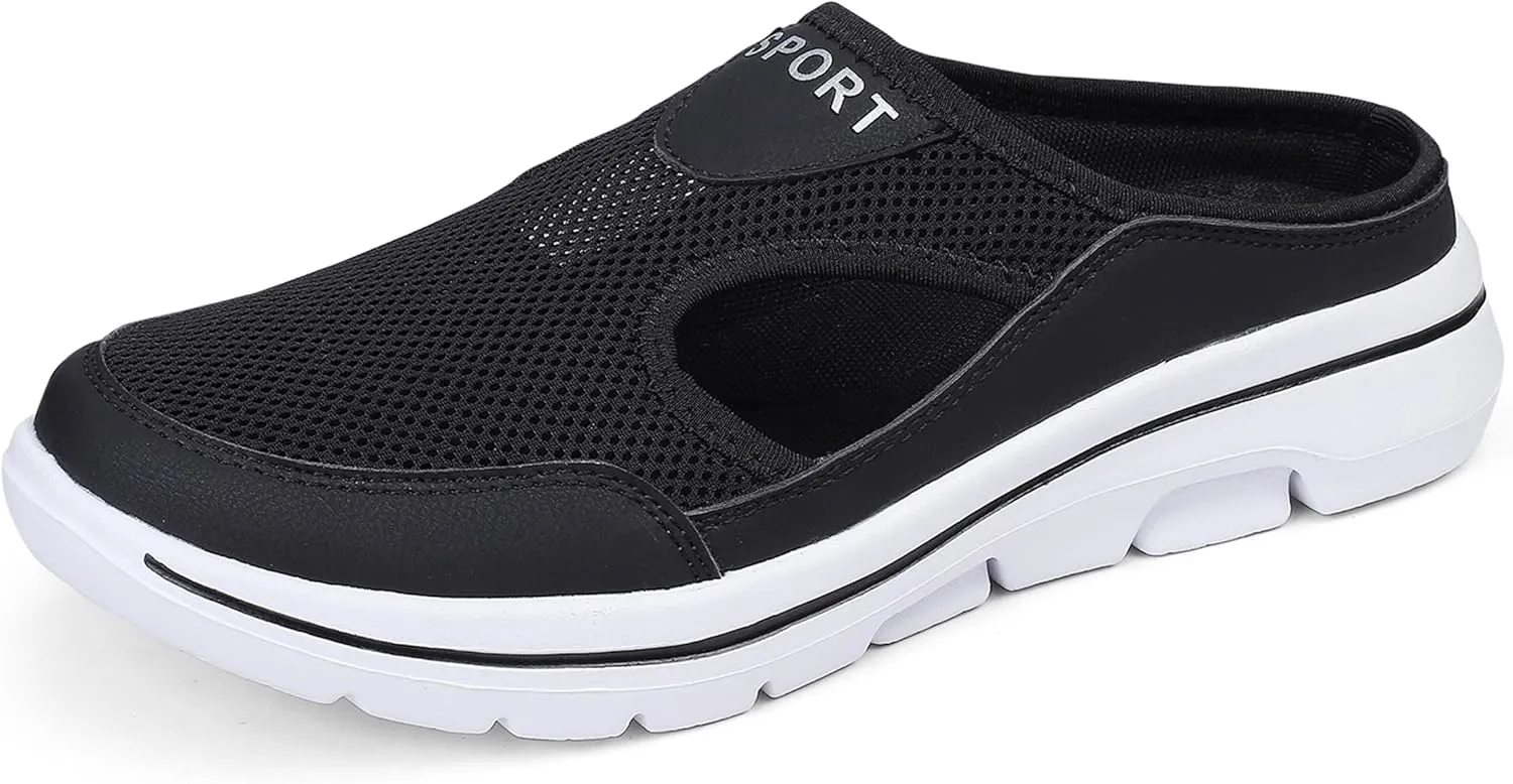 Men's Slip On Mules Womens Lightweight Open Back Shoes Comfort Walking Shoes Breathable Slippers Closed Toe Slides