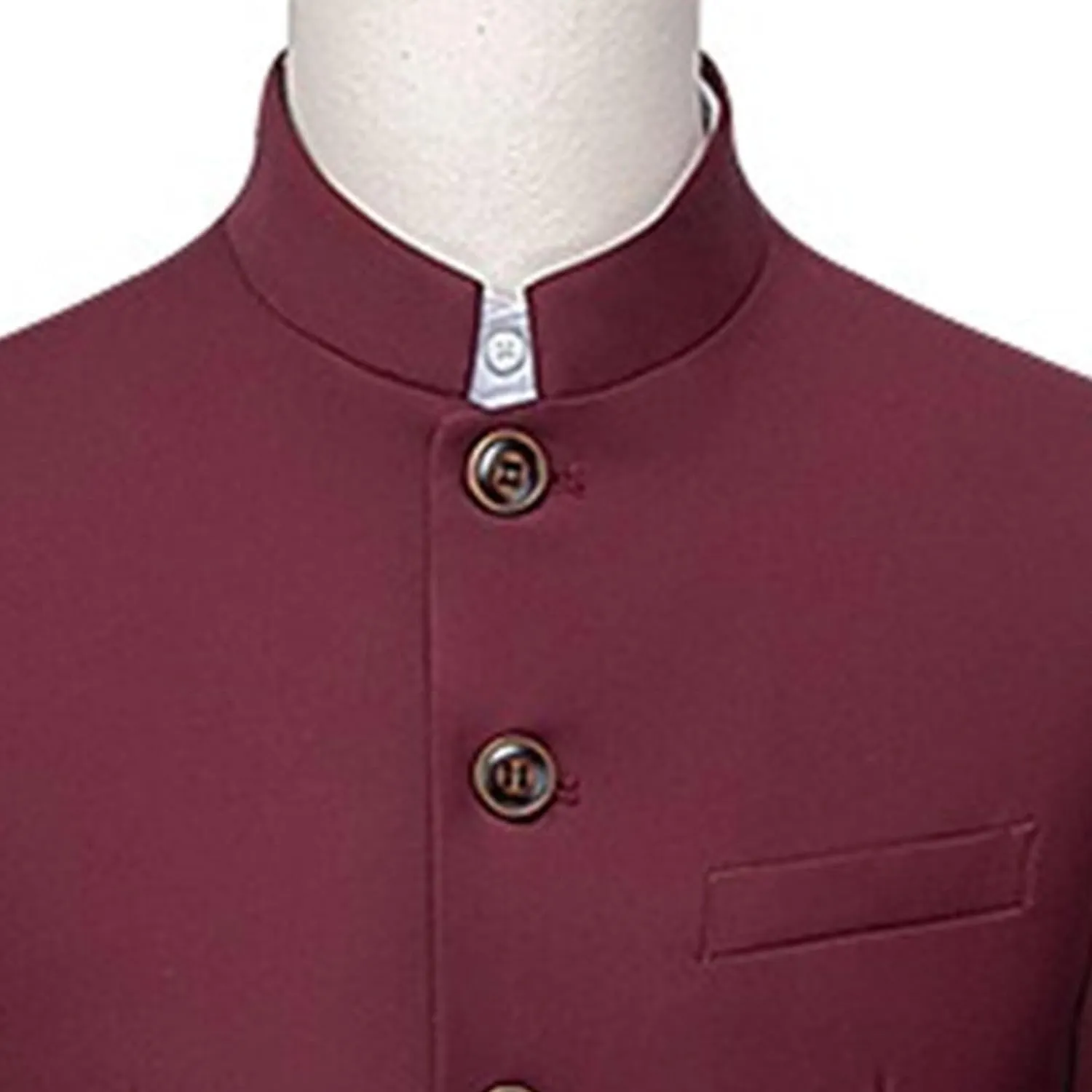 Men's Suits Stand Mandarin Collar Suit 2 Piece Men Suits Slim Fit Chinese Tunic Suits Solid Jacket Set