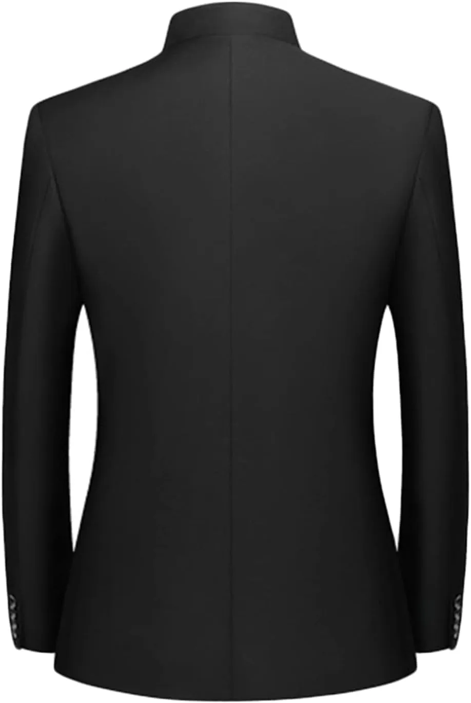 Men's Suits Stand Mandarin Collar Suit 2 Piece Men Suits Slim Fit Chinese Tunic Suits Solid Jacket Set