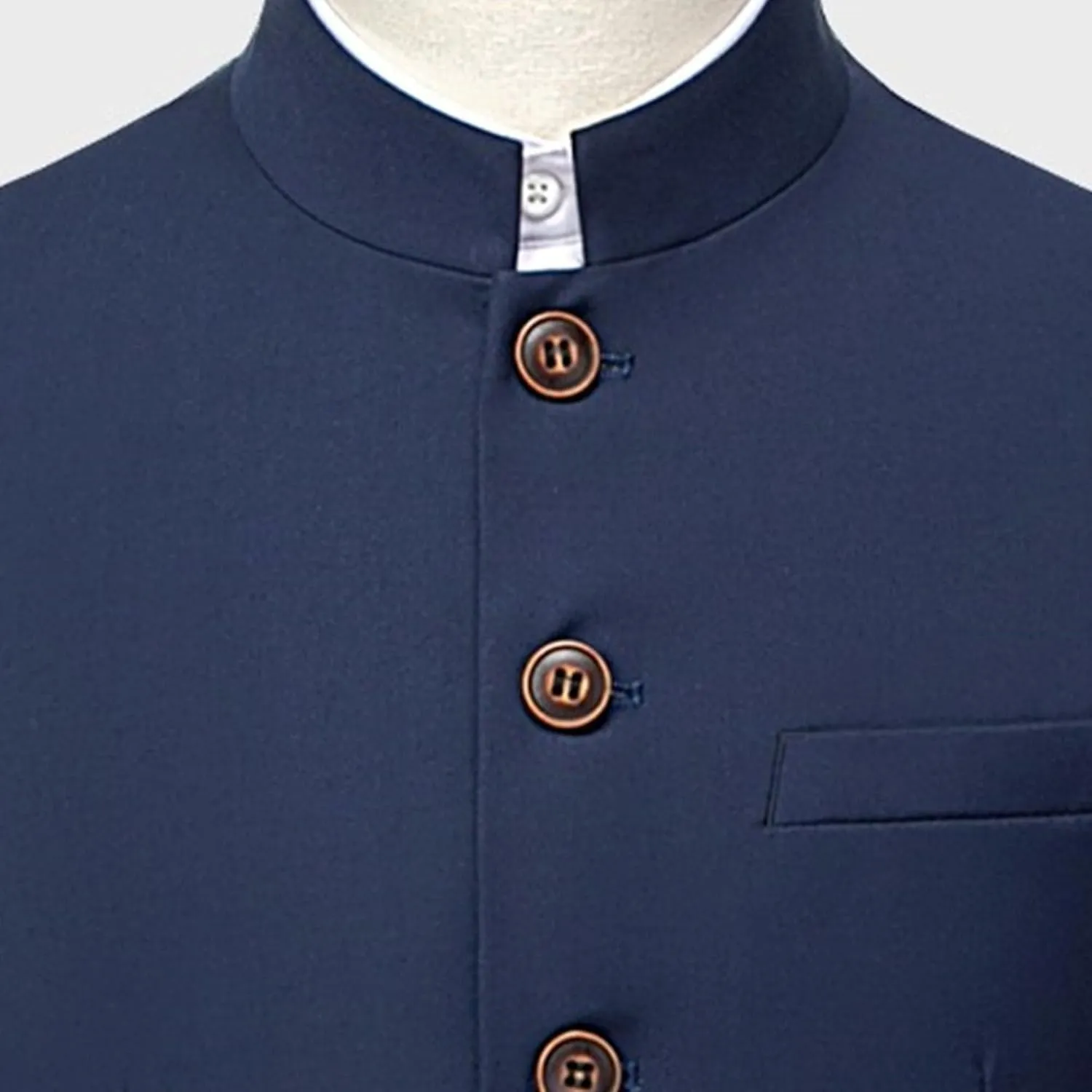 Men's Suits Stand Mandarin Collar Suit 2 Piece Men Suits Slim Fit Chinese Tunic Suits Solid Jacket Set