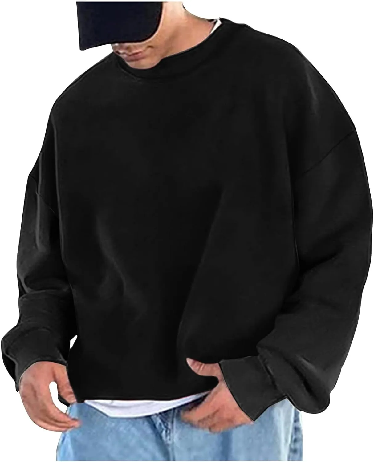 Men's Sweatshirts Hoodies Contrast Color Loose Drop Shoulder Sleeves Hoodies Casual Sports Graphic Hoodies, M-3XL